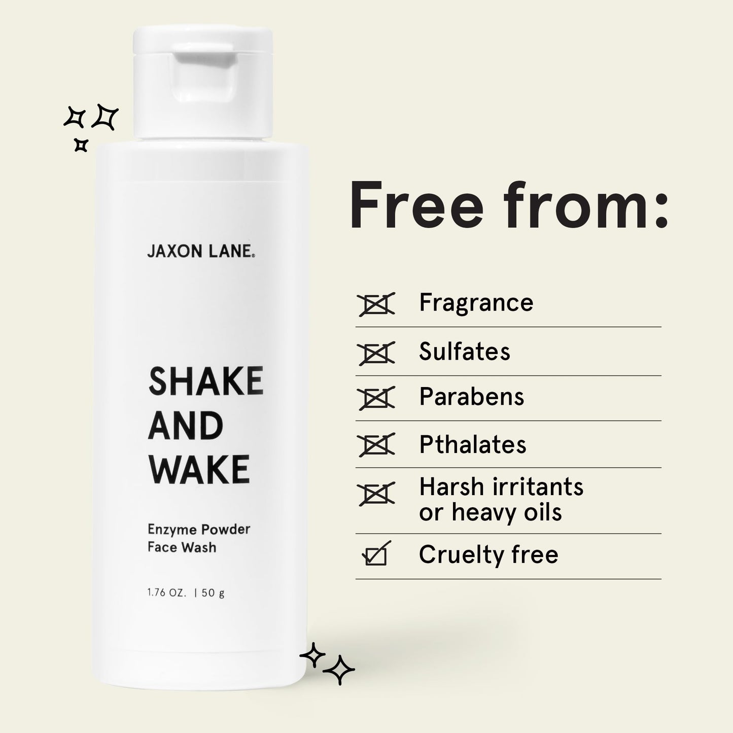 JAXON LANE SHAKE AND WAKE Exfoliating Powder Face Wash w/Papaya Enzymes Powder, Aloe Vera, Vitamin C, Vitamin E, Niacinamide Serum, AHA | Anti Aging Deep Pore Cleanser & Acne Face Wash