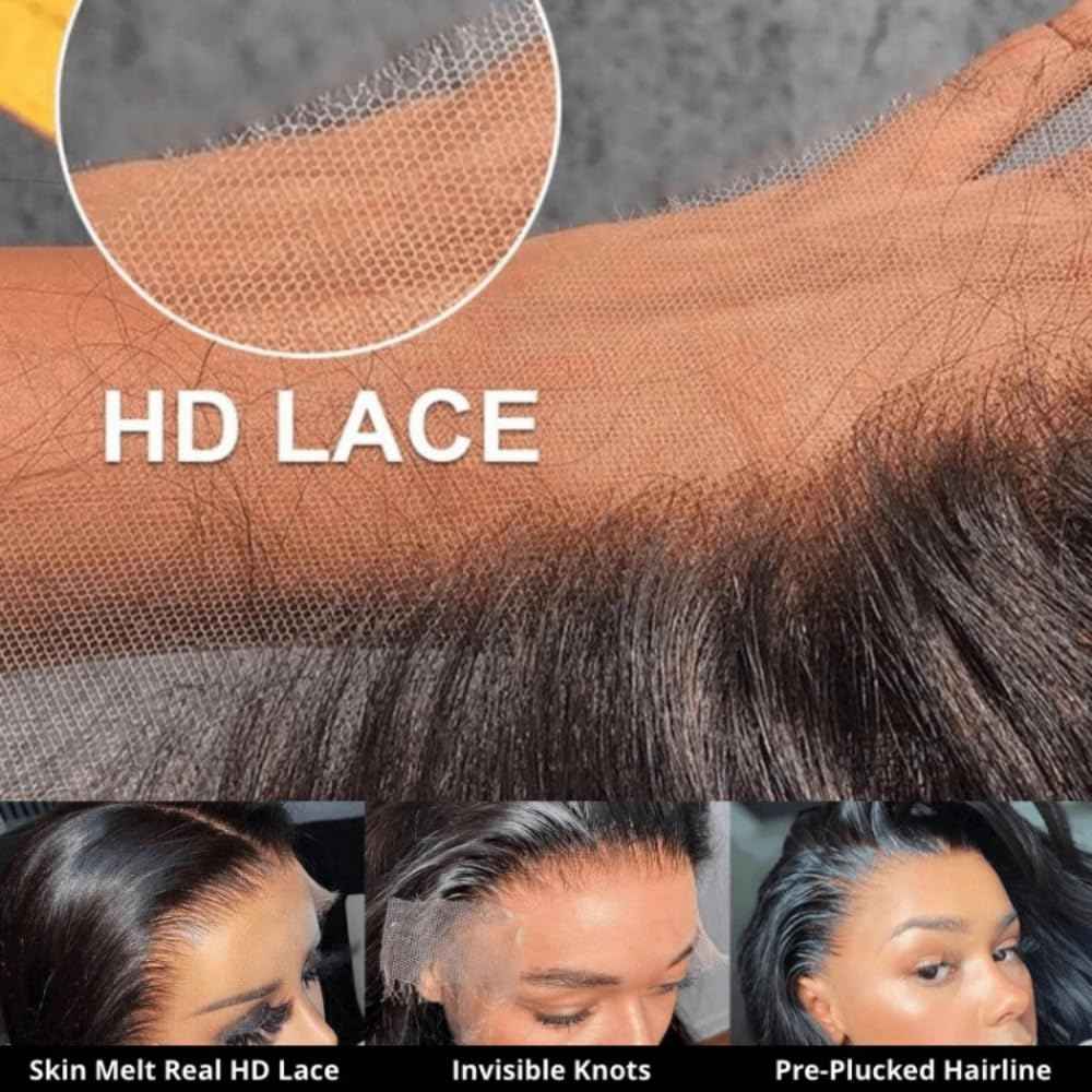 Grand Nature 5x5 HD Lace Closure, Virgin Human Hair Lace Closure Straight, Pre Plucked Natural Hair Line With Bleachable Knots