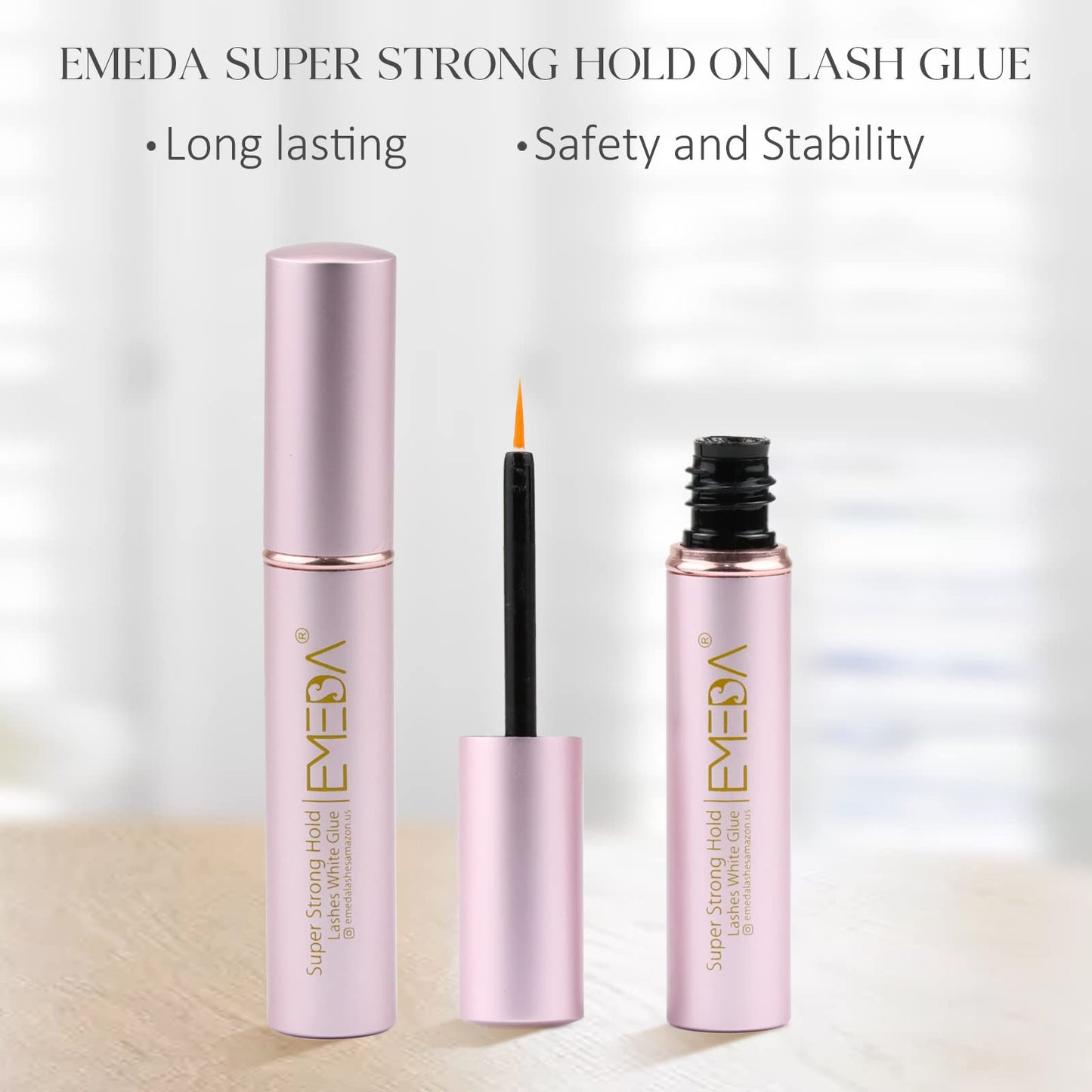 EMEDA 2 PCS Clear Eyelash Glue False Eyelash Glue Super Strong Hold Professional Eyelash Glue Lashes Glue Best White Strip Eyelash Adhesive Eye Lash Glue Latex Free Glue for Eyelashes