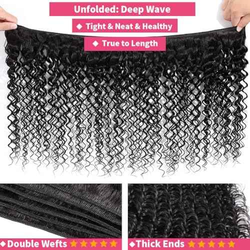 Deep Wave Bundles Human Hair 1 Bundle Brazilian Wet and Wavy Human Hair Bundles 26 Inch 12A 100% Unprocessed Deep Curly Weave Bundles