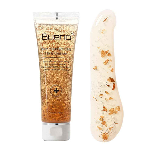 Bueno+ Pure Moonlight Rose Floral Cleanser | Anti-Aging Gentle Face Wash with Rose Petals for All Skin | Exfoliating and Moisturizing | Vegan Gel Rich in Antioxidantsl 5.03 fl.oz