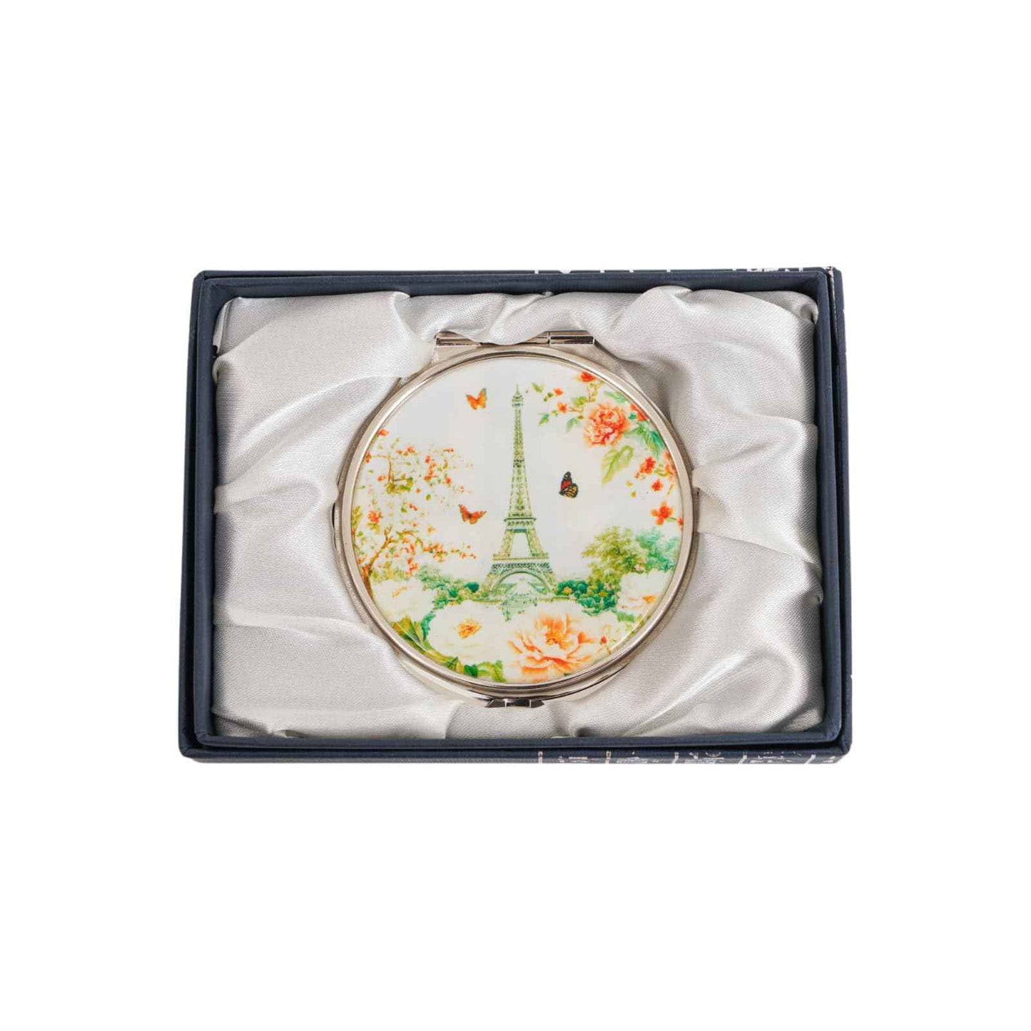 February Mountain Mother of Pearl Compact Mirror – Dual Magnification Gift for Women, Mom, Sister – Birthday or Christmas Idea (1, Paris in Bloom)
