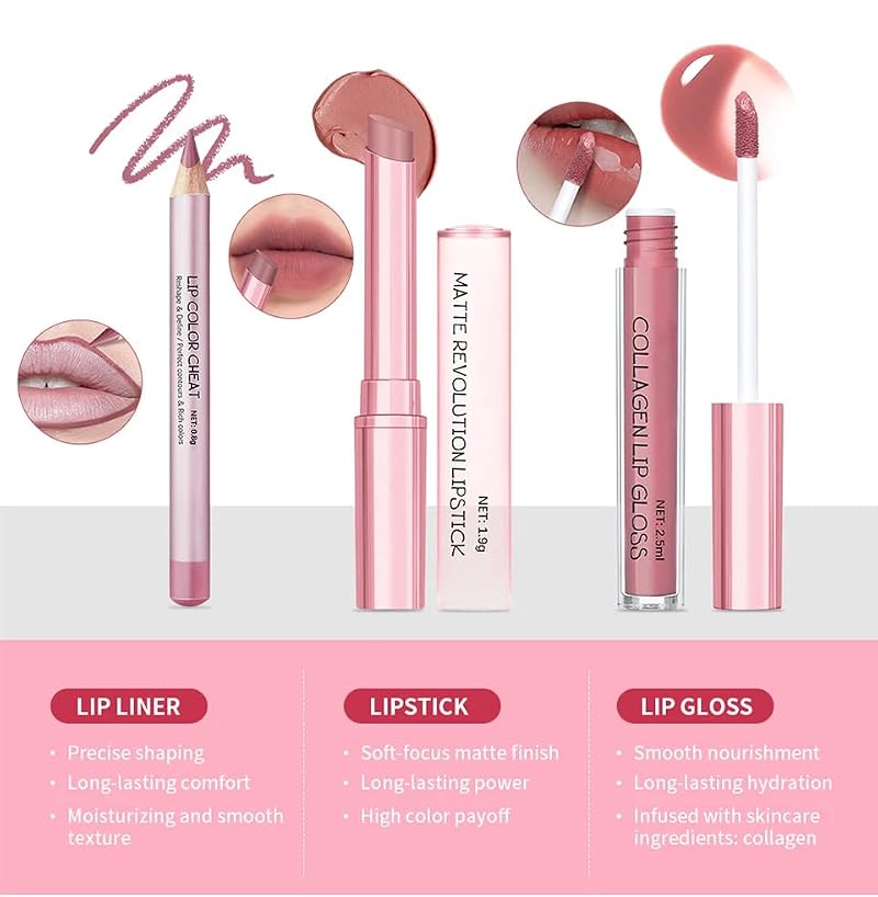 Mooppom 5-Piece Lip Makeup Kit with Lip Mask & Plumping Gloss