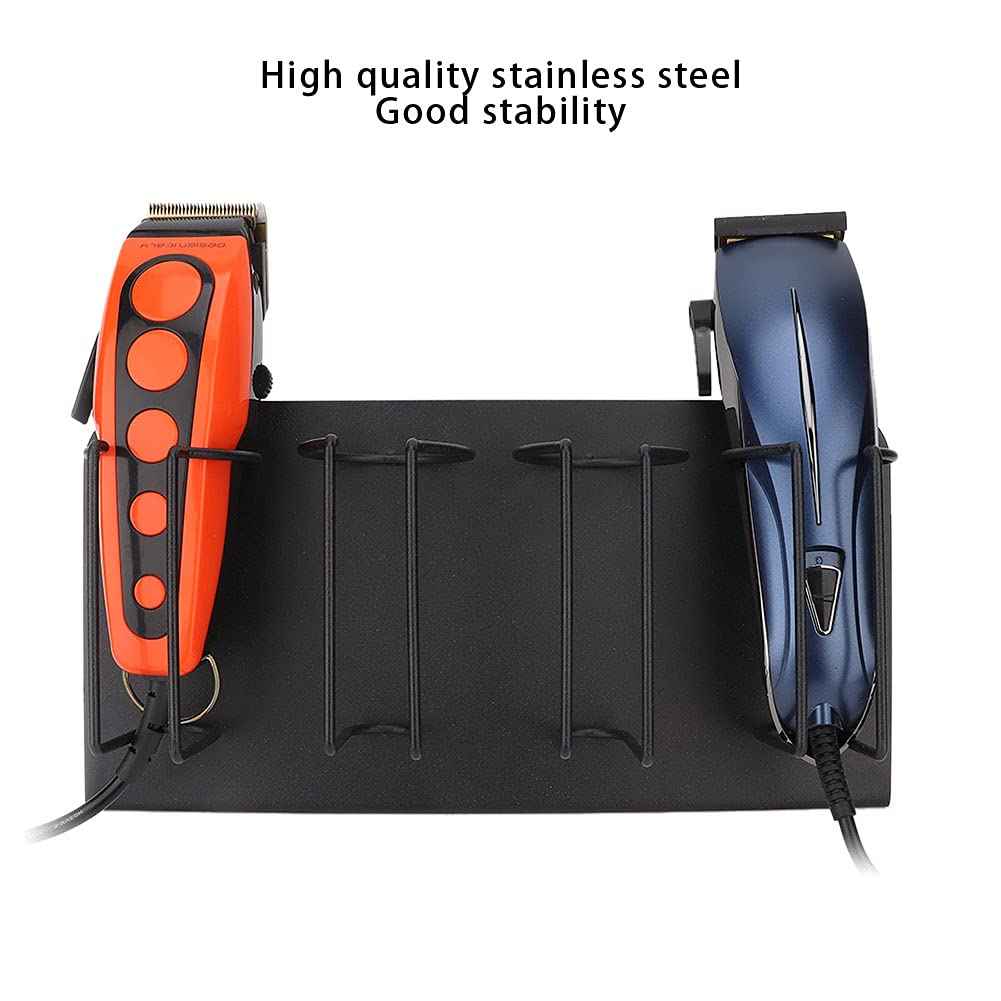 Hair Clipper Holder,Hair Clipper Rack, 4 Slots Stainless Steel Electric Hair Clipper Storage Rack Hair Cutter Trimmer Holder Stand Used for Salon Appliance Rack (Black)