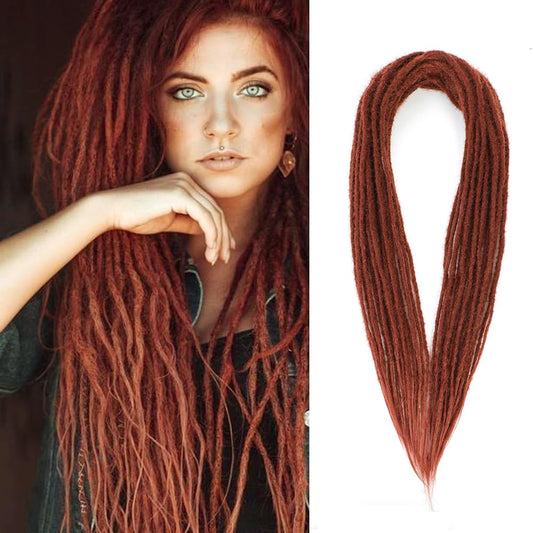 BUFENGSUN Synthetic Double Ended Dreadlock Extensions 20inches 10 Strands Thin Soft DE Dreads Extensions for Women (Straight 10 Strands, #350)