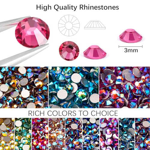 DIYCICO 96,000 Pcs Multicolor Flatback Rhinestones Craft Kit for Jewelry Clothes Shoes Nail Art and Diamond Painting