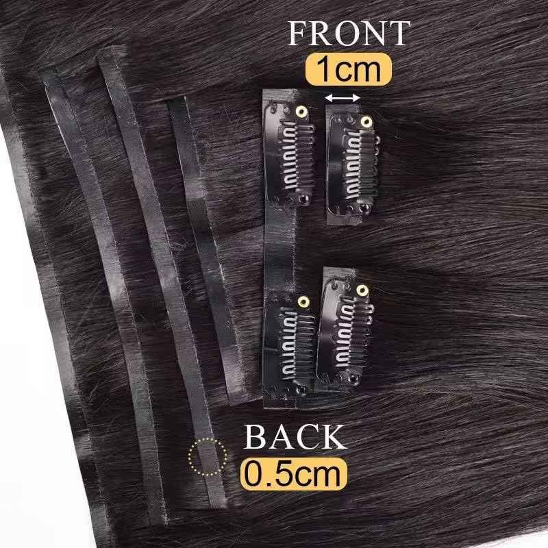 MYouan Seamless Body Wave Clip Ins PU Weft Clip In Hair Extensions Real Human Hair Clip Ins 16Inch 100% Unprocessed Human Hair Extensions 8pcs/set (20Clips120g)