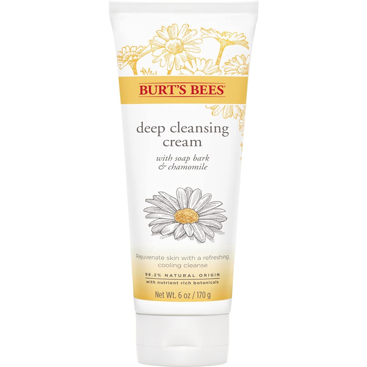 Burt's Bees Face Wash, Deep Facial Cleansing Cream, College Back to School Dorm Essentials, All Natural Cleanser with Chamomile, 6 Ounce (Pack of 3) (Packaging May Vary)