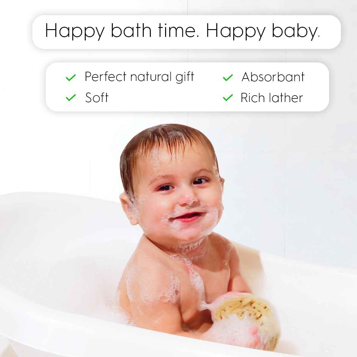 NAROA Natural Baby Bath Sponge in Gift Box | Premium Soft Wool Sea Sponge for Babies | Newborn Bath Time Essentials | Sustainable & Plastic Free (2 Pack)