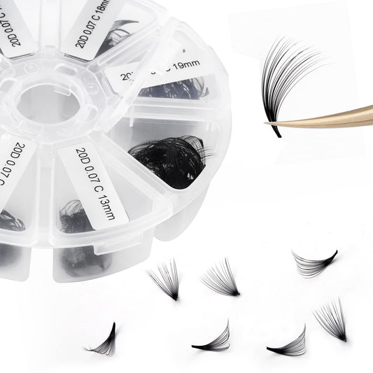 Premade Fans Eyelash Extension 500 Fans Handmade Loose Volume Lashes 20D Pre-made Fans 0.07mm Thickness C/D Curl 9-16mm/13-20mm Mixed Volume Eyelash Extensions (500PCS-20D-0.07-C, 13-20mm mixed)