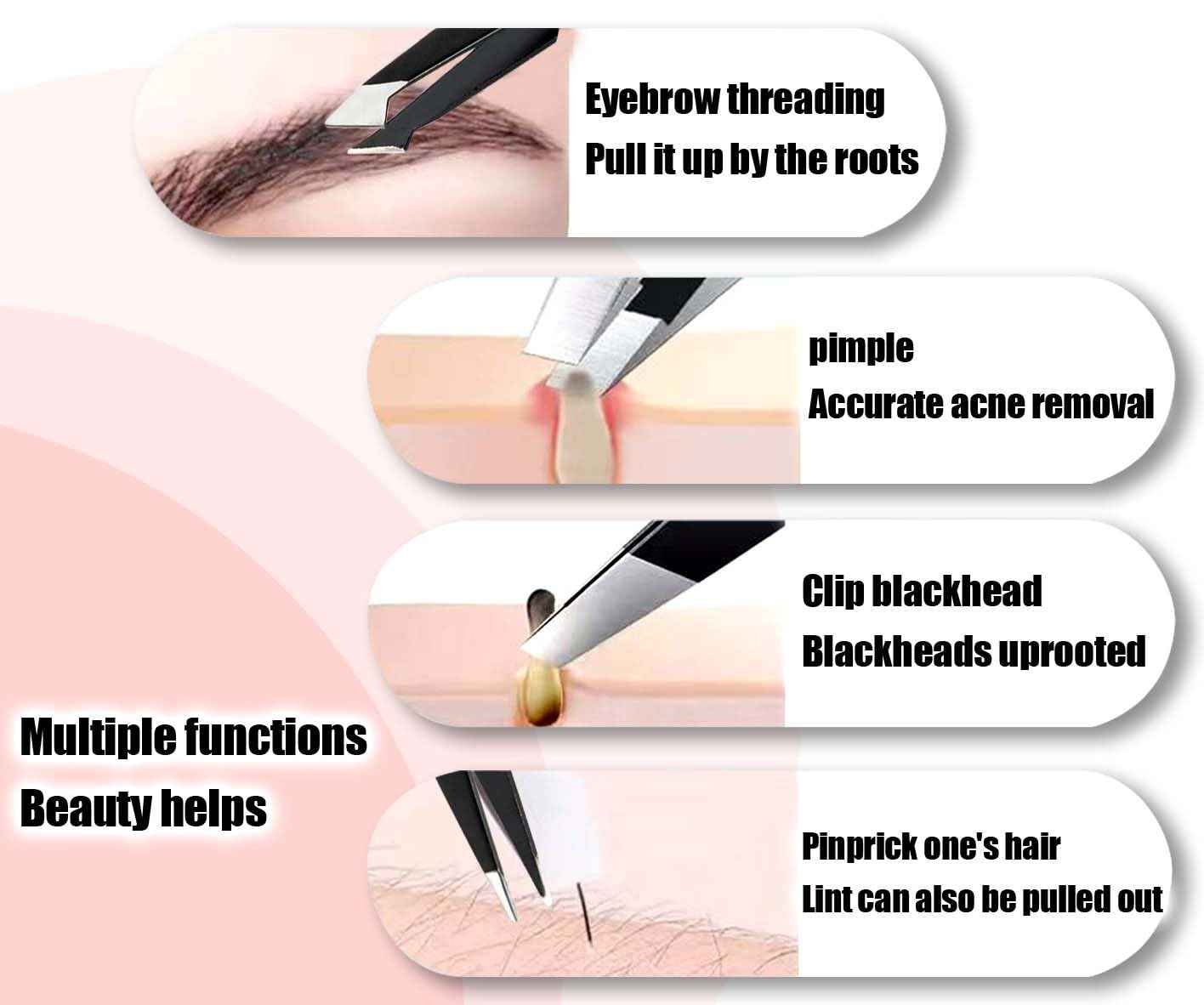 Muzioiernsu Tweezers Kit Tweezer for Women Facial Hair Removal Tweezers Professional Tweezers Set Eyebrow Tweezer, [9+1 PCS] Professional Stainless Steel Eyebrow for Women &Men,Black Beauty Sets