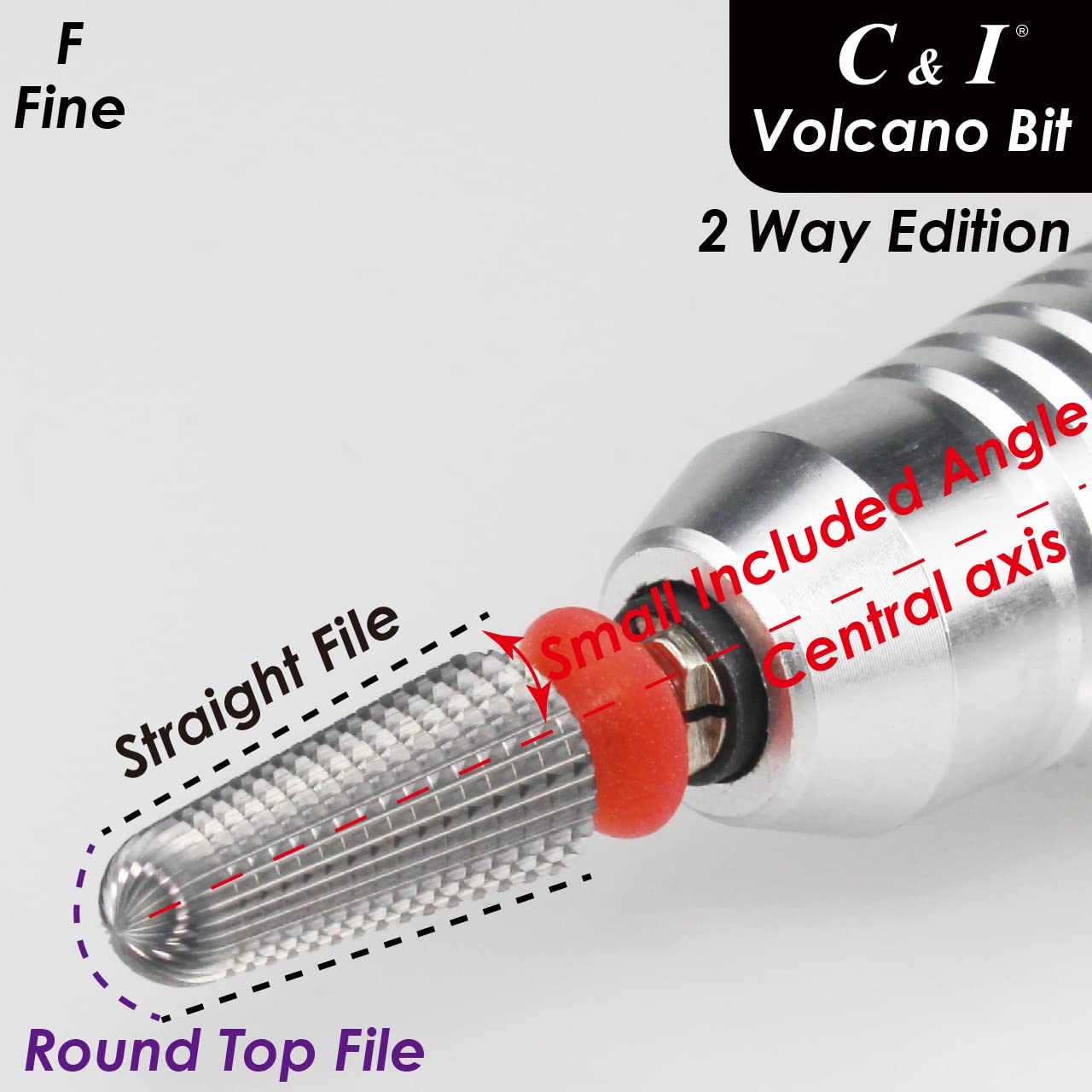 C&I Volcano Nail Drill, 2 Rotate Directions Design, Both for Left handed and Right Handed Nail Lovers, for Manicure Drill Machine (Fine)