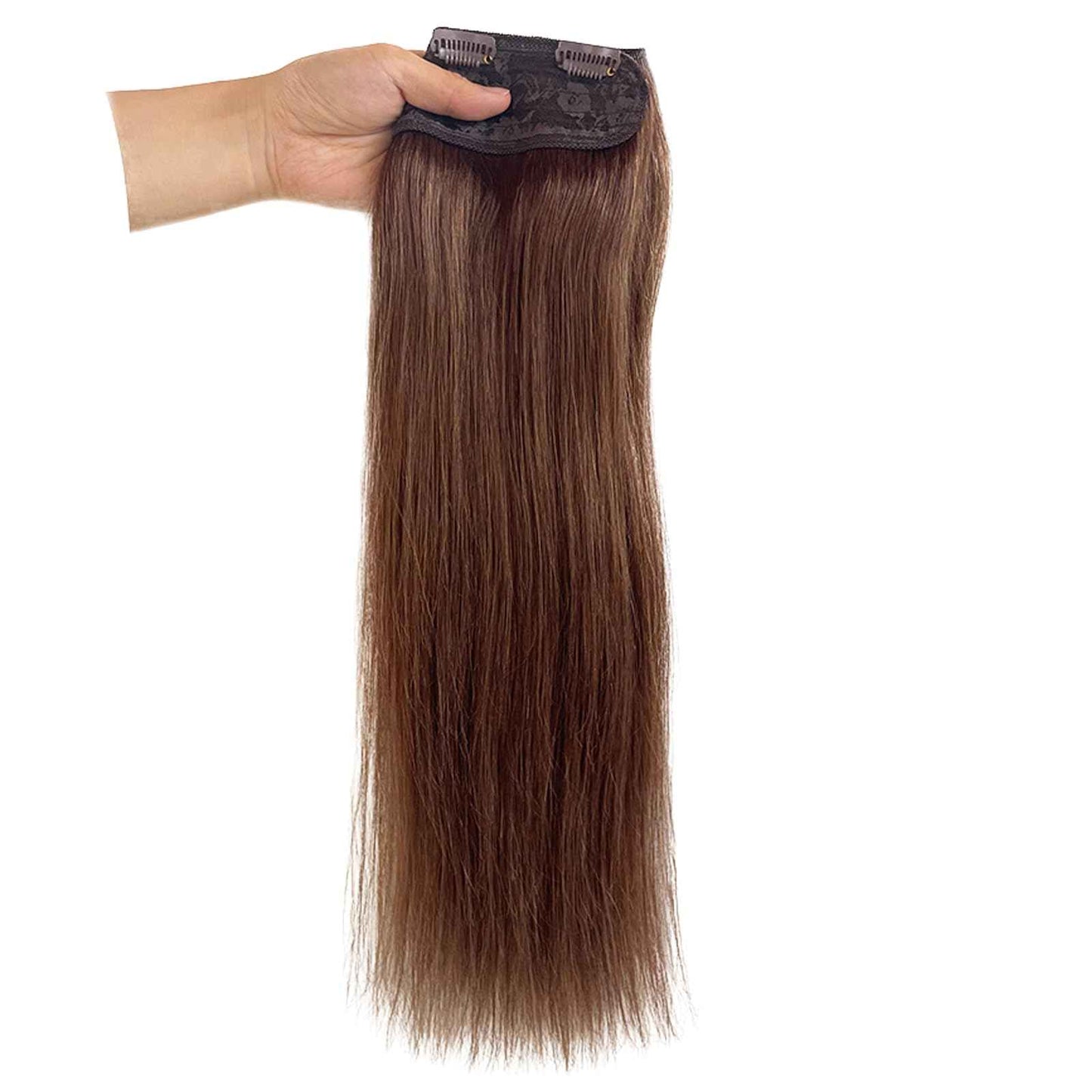 Benafee Brown One Piece Clip in Hair Extensions Real Human 100 Gram 22 Inch Full Head Seamless Double Weft ins No Shedding, 3.5274 Ounce