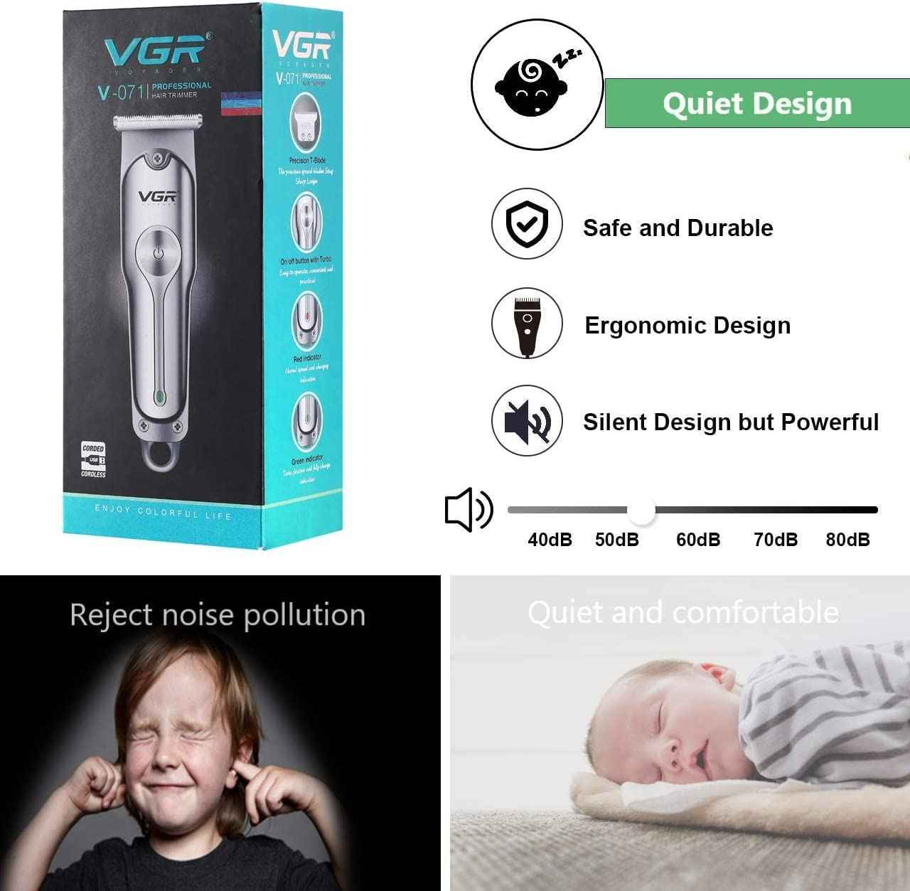 Electric Hairdresser, Cordless Close Cutting T-Blade Trimmer Kit for Family Cordless Grooming Kit (Silver)