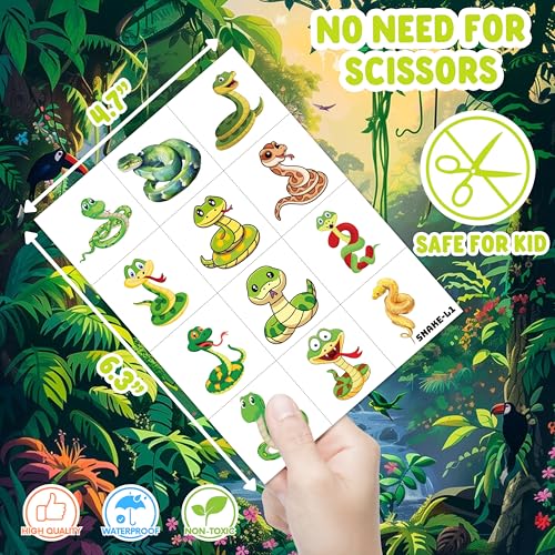 96 PCS Snake Temporary Tattoos for Kids – Party Favors
