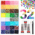 32 Colors Jelly Resin Rhinestones Kit 3mm Flatback Gems with Jewelry Glue for Crafting & Bedazzling