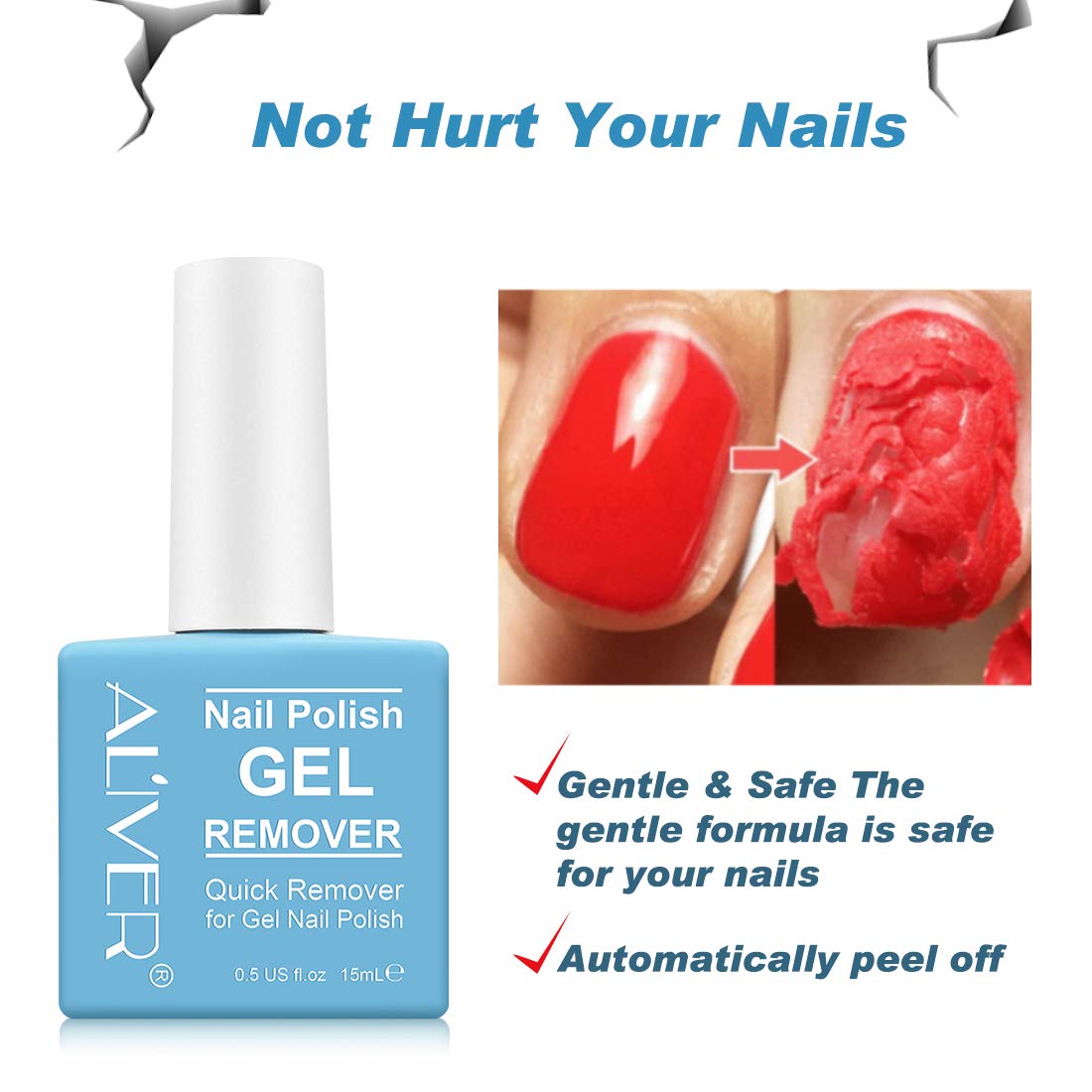 Gel Nail Polish Remover (15ML), Gel Remover For Nails, Gel Nail Remove With Cuticle Pusher, Professional Remove Gel Polish In 2-3 Minutes, Safe & Easy, No Soaking or Wrapping, 2 Pack