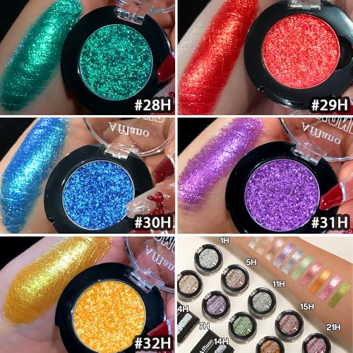 Afflano Red Glitter Eyeshadow - Diamond Metallic Pigmented