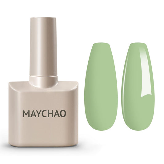 MAYCHAO 15ML Gel Nail Polish 1Pc Milky Green Gel Polish Soak Off UV LED Nail Lamp Curing Nail Polish Gel for Nail Art Manicure Salon DIY at Home, 0.5 OZ