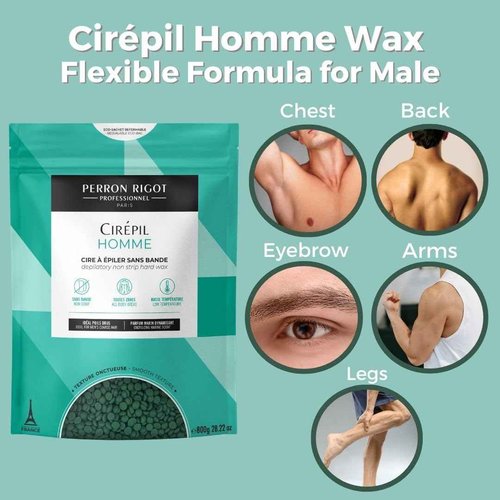 Cirepil - Homme - 800g / 28.22 oz Wax Beads Bag - Fresh Marine Scent - Flexible Formula for Male, Easy Application and Removal