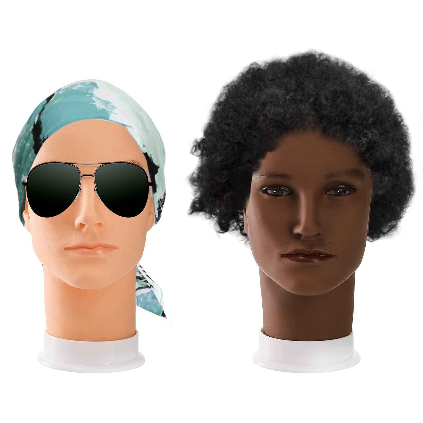 Dicunoy 2PCS Mannequin Heads, Male Hair Model, Bald Wig, Afro American Cosmetology Head for Eyeglasses, Hairs, Hat, Helmet, Glasses Display