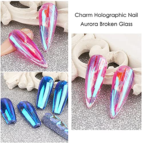 Holographic Nail Foil, 20 Rolls Iridescent Cellophane Nail Stickers Glass Paper Aurora Nail Foil Stickers Nail Decals Nail Accessories Nail Art Supplies (Don't Transfer)