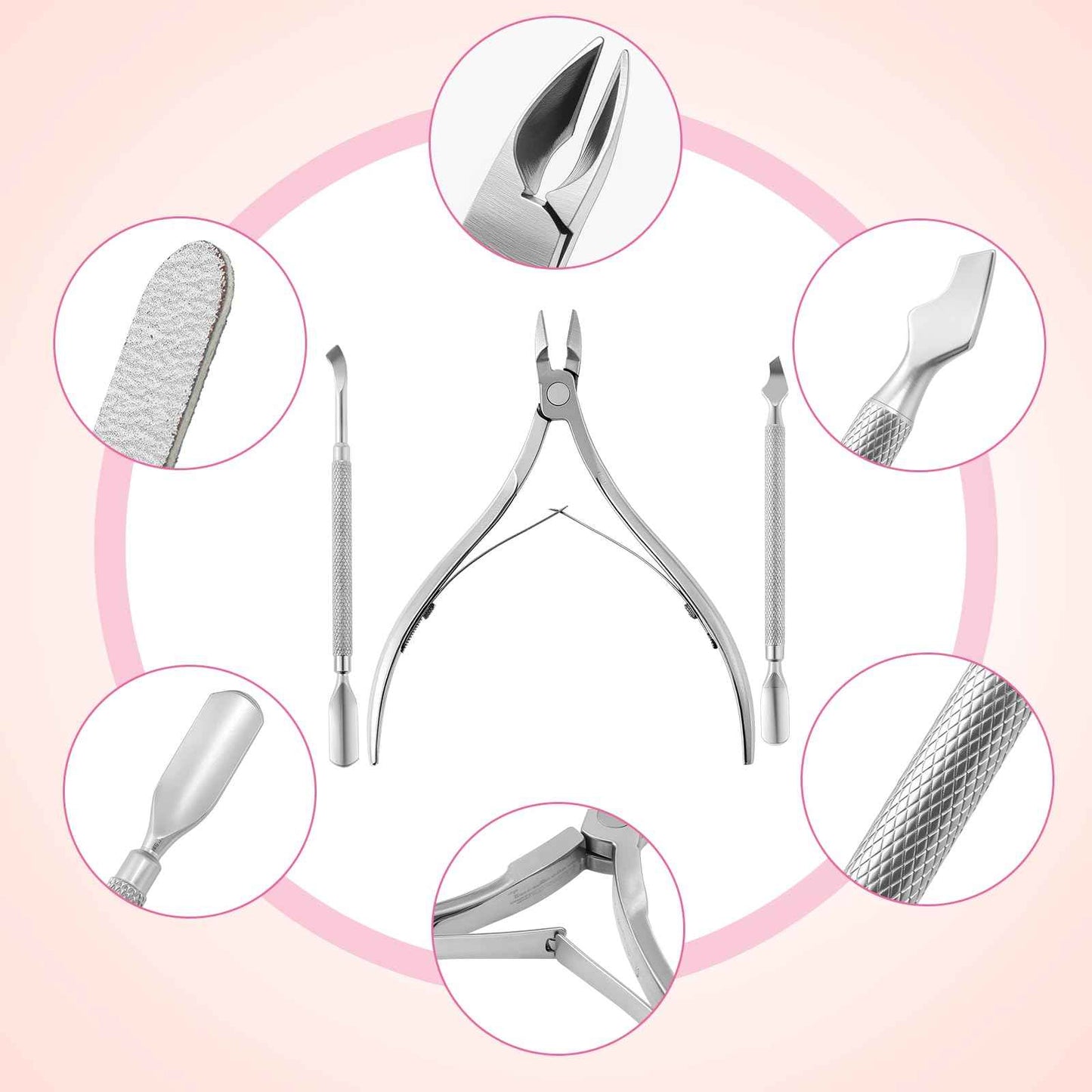 Lasnten 6 Manicure Set 12 in 1 Nail Pedicure Care Kit, 100/180 Nail Files, Buffer Blocks, Cuticle Remover Nippers Trimmer, Clippers, Cuticle Pusher Tools Prep Kit for Women Spa Party Supplies Favors