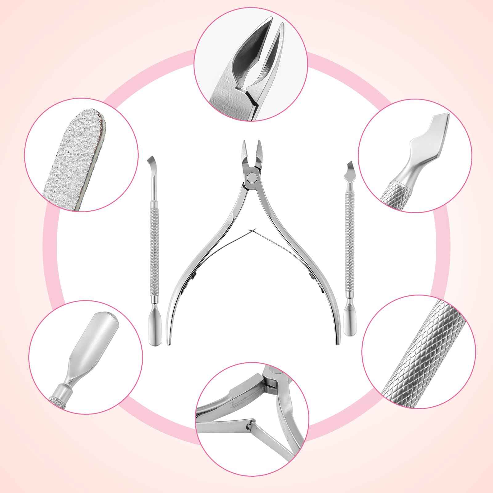 Lasnten 6 Manicure Set 12 in 1 Nail Pedicure Care Kit, 100/180 Nail Files, Buffer Blocks, Cuticle Remover Nippers Trimmer, Clippers, Cuticle Pusher Tools Prep Kit for Women Spa Party Supplies Favors