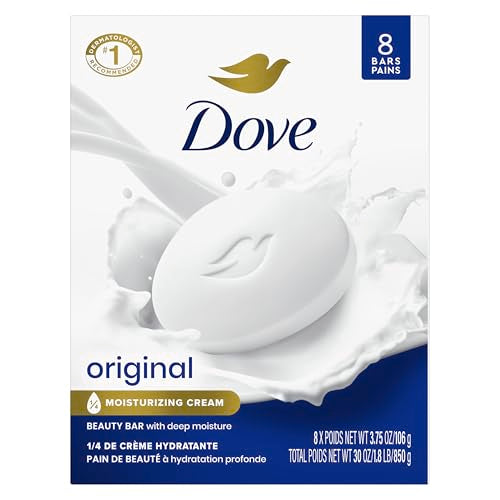 Dove Original Beauty Bar Soap, 8 Count, 1/4 Moisturizing Cream