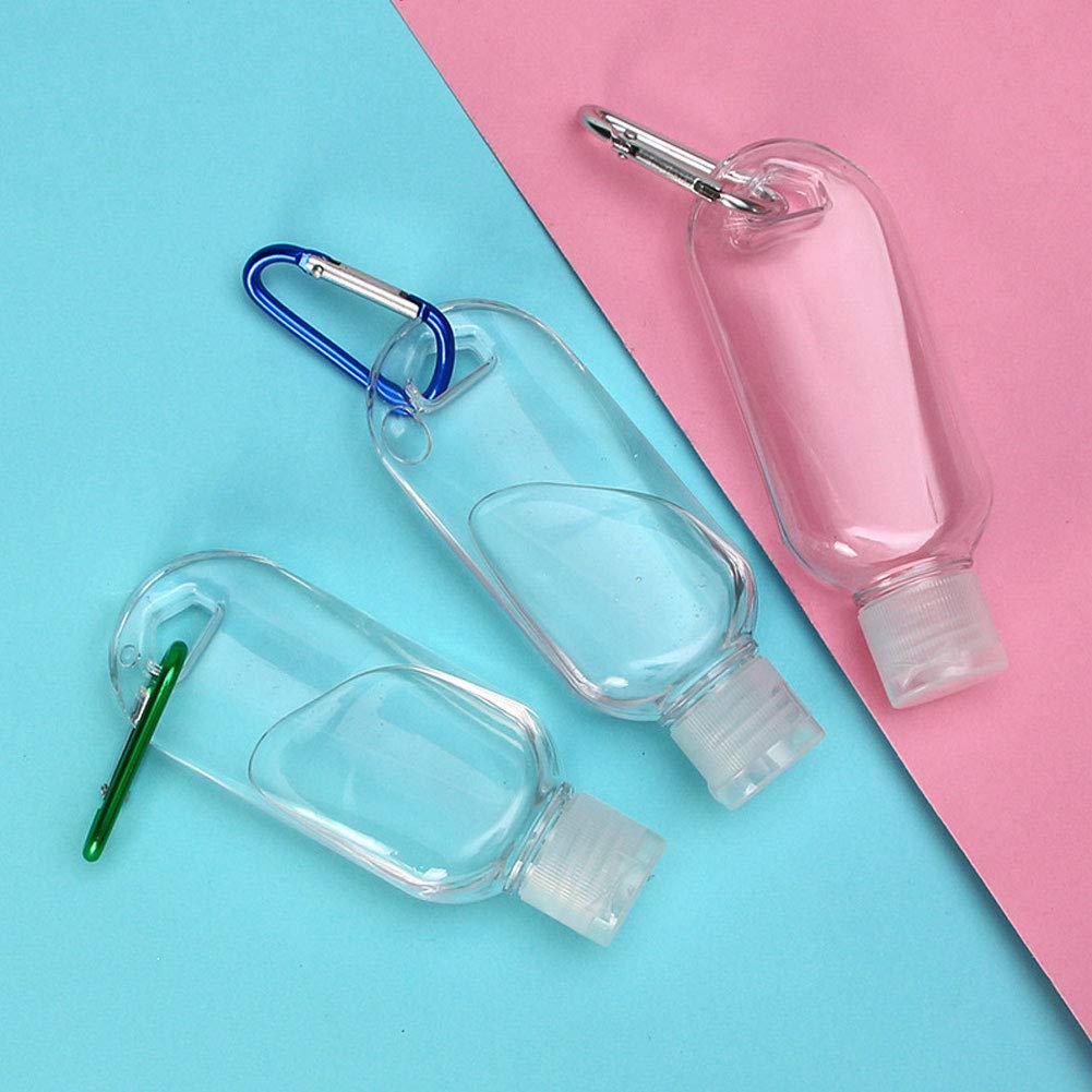 50 PCS Travel Plastic Clear Keychain Bottles, Hand sanitizer bottle containers, Leakproof Refillable Empty Bottles Portable Squeeze Containers with Flip Cap(50ml/1.7oz)