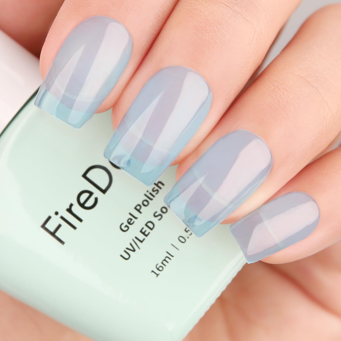 Firedeep Jelly Sky Blue Gel Nail Polish, 16ml Sheer Sky Blue Nail Polish UV/LED Soak Off Gel Polish for Spring Summer Manicure 1Pcs