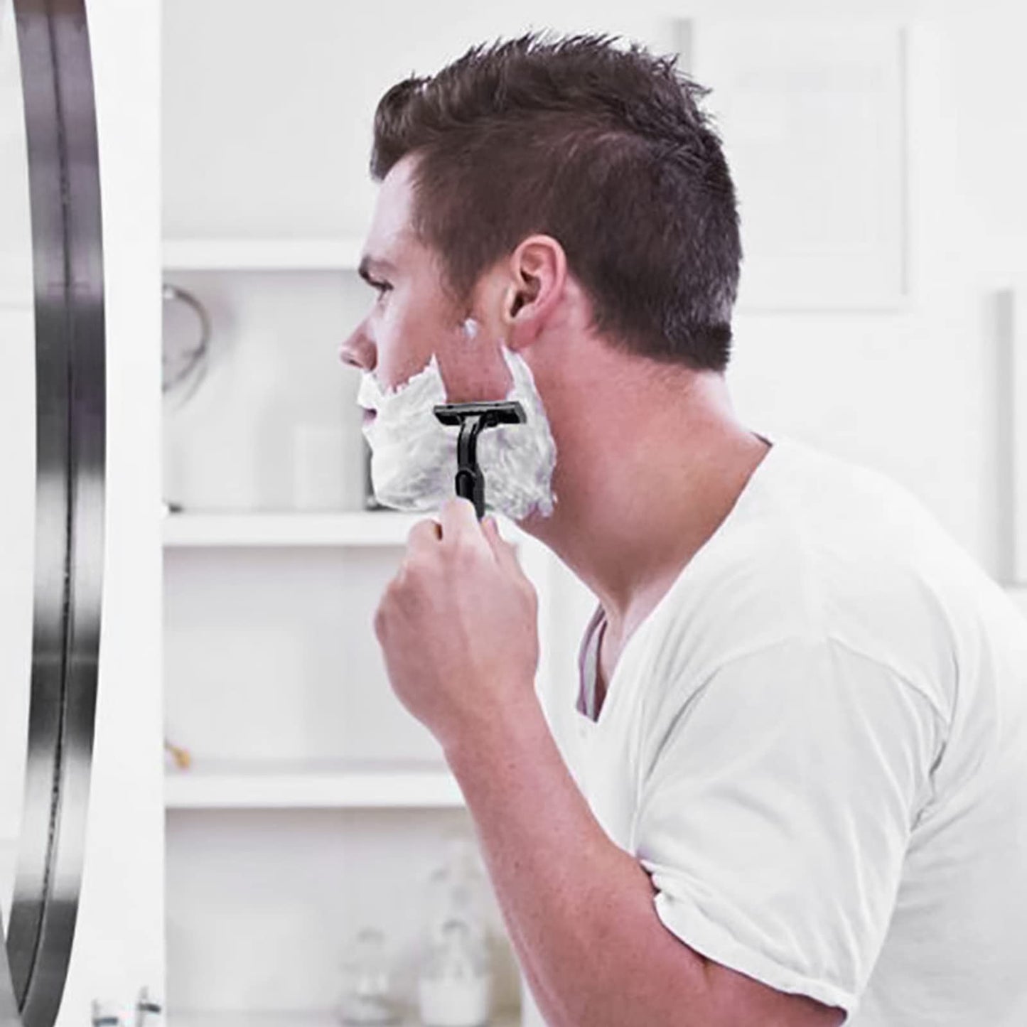 Disposable Razors in Bulk, Bulk Razors with Knife Cap, Black, Individually Packaged Disposable Razors Bulk with Shaving Cream for Hotels, Nursing Homes, Shelters, Homeless, Charities (pack-100)