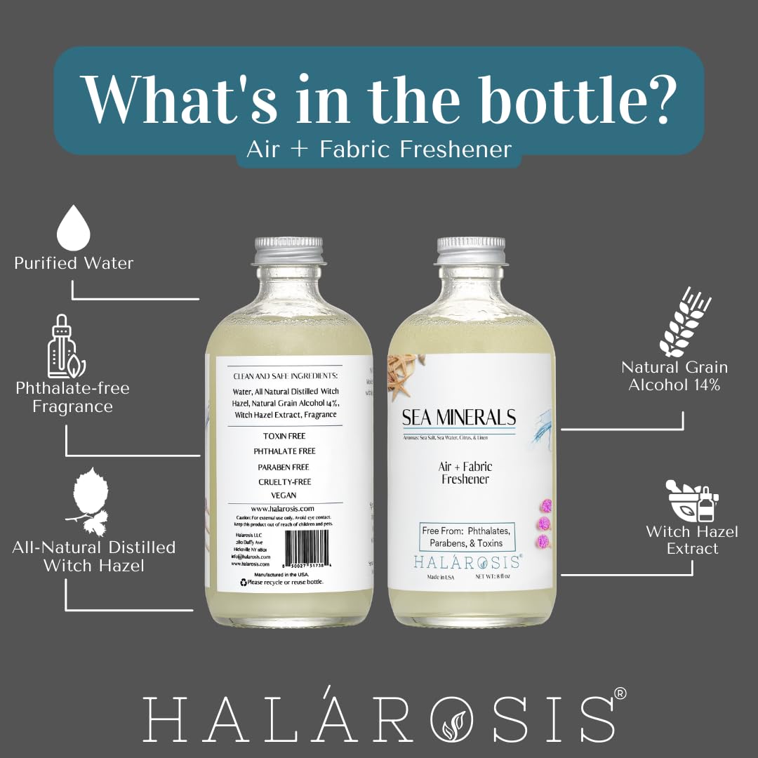 Halarosis All Natural Air + Fabric Fresheners, Highly Scented (8 fl oz) (Sea Minerals)