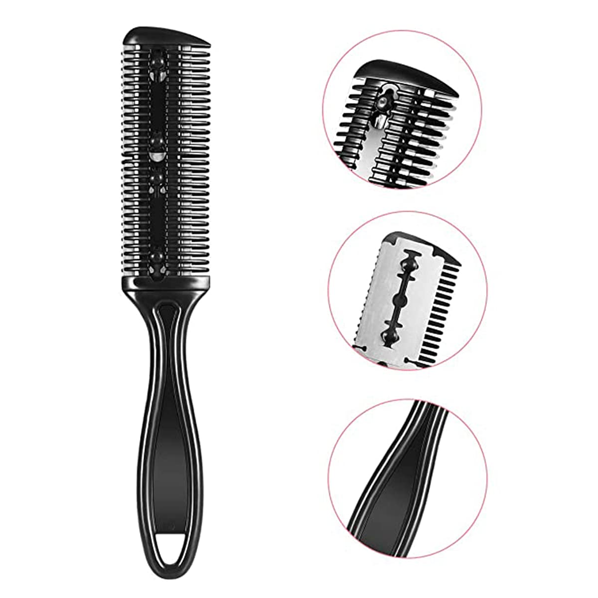 5Pcs Professional Trimmer Razor Dual Side Cutting Scissors Hair Thinning Comb Slim Haircuts Cutting Tool Blade Barber Cut Hair Brush Tools Double Edge Razor 5Color