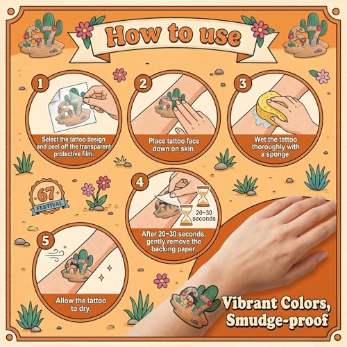 90 PCS 6 7 Temporary Tattoo Stickers Party Supplies