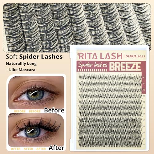 RITALASH Spider Lash Clusters Natural Wispy Eyelash Extensions 8-16mm DIY Fake Lashes