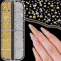BELLEBOOST Gold & Silver Caviar Nail Beads Set with Chains - 3D Art Charms
