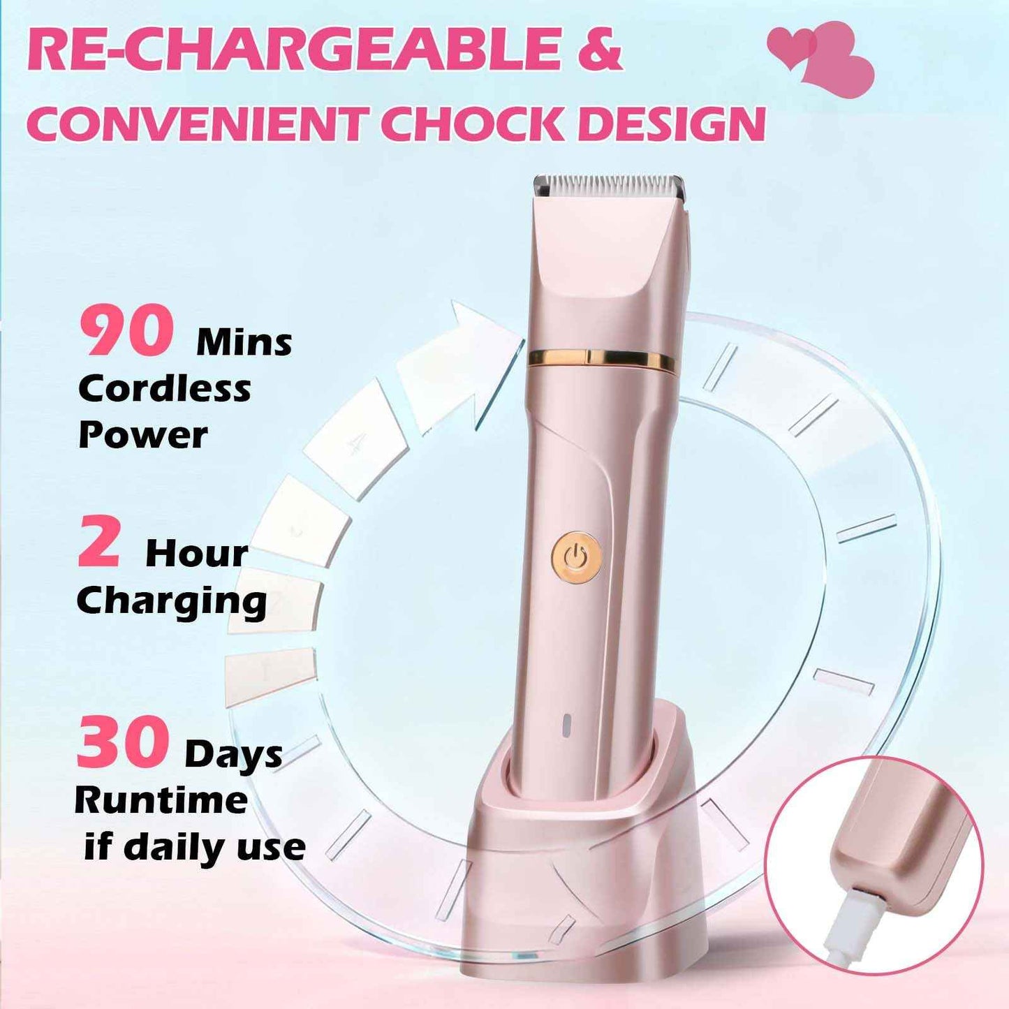Bikini Trimmer for Women - Flawless Electric Razors for Women for Facial Hair, Pubic Hair & Legs, Waterproof Electric Shaver with Ceramic Blades, Travel-Friendly Perfect Gromming Gift for Her