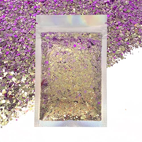 Color Shift - Chunky Cosmetic Glitter ? Festival Rave Beauty Makeup Face Body Nail ? (Lilac/Purple)