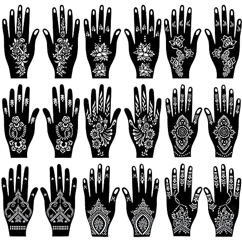 18 Sheet Henna Stencil Set - Indian & Arabian Tattoo Templates