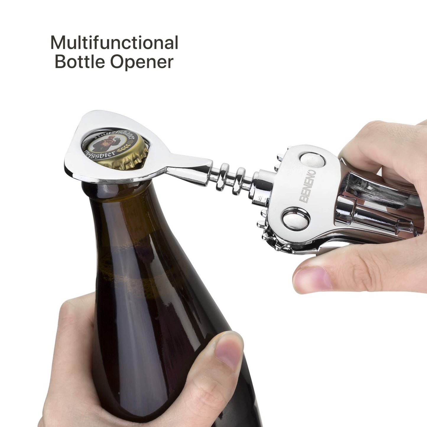 Wine Opener with Leak Proof Wine Vacuum Stopper, Zinc Alloy Premium Wing Corkscrew Wine Bottle Opener with Multifunctional Bottles Opener