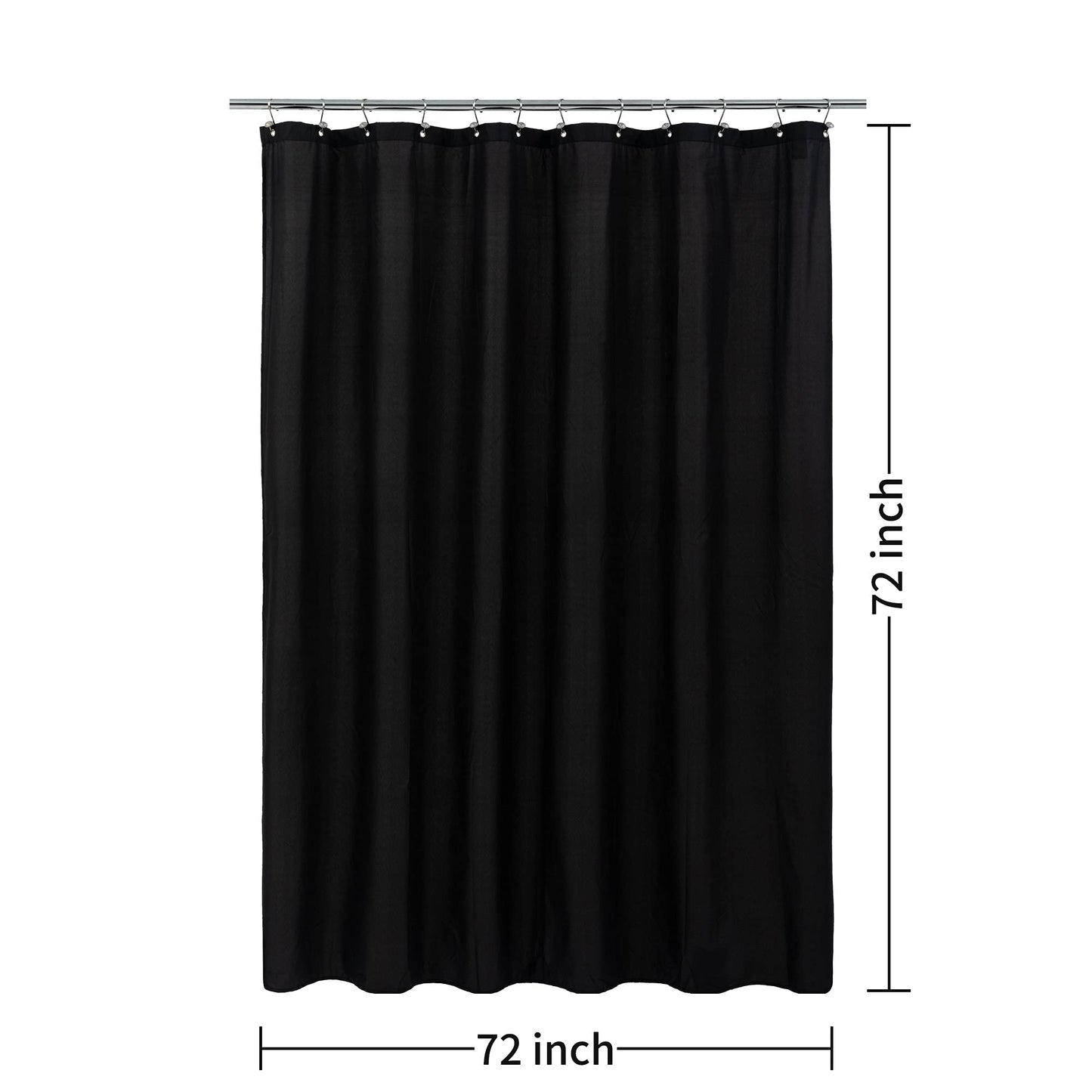 ALYVIA SPRING Waterproof Fabric Shower Curtain Soft Hotel Quality - 3 Magnets at Bottom, Premium Black Shower Curtain Liner for Bathroom, Light-Weight Cloth & Washable - 72x72, Black