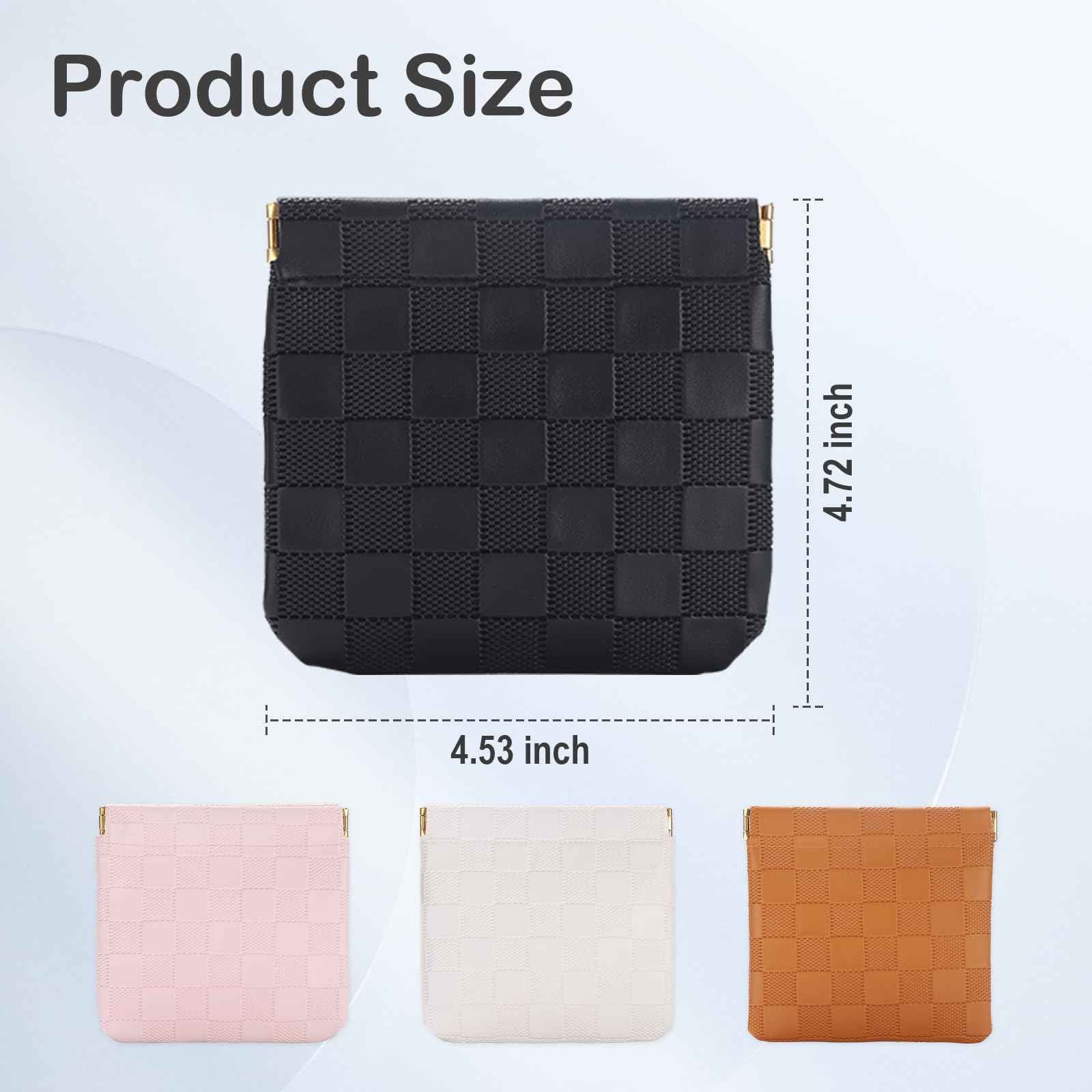 Sightor 2PCS Small Makeup Bag for Purse, Mini Cosmetic Bag Waterproof Pouch for Women, Checkered Purse Self-closing Small Travel Kit Coin Lipstick Cosmetic Storage Bag (Black, Beige)