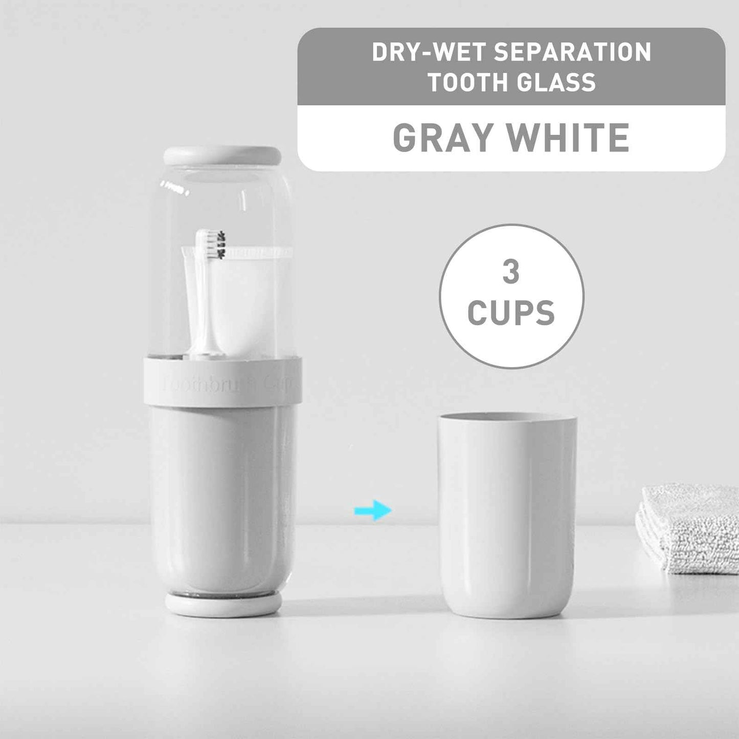 Toothbrush Cup with Cover, Travel Toothbrush Case Portable Toothbrush Holder for Traveling Business Camping School Bathroom (Grey)