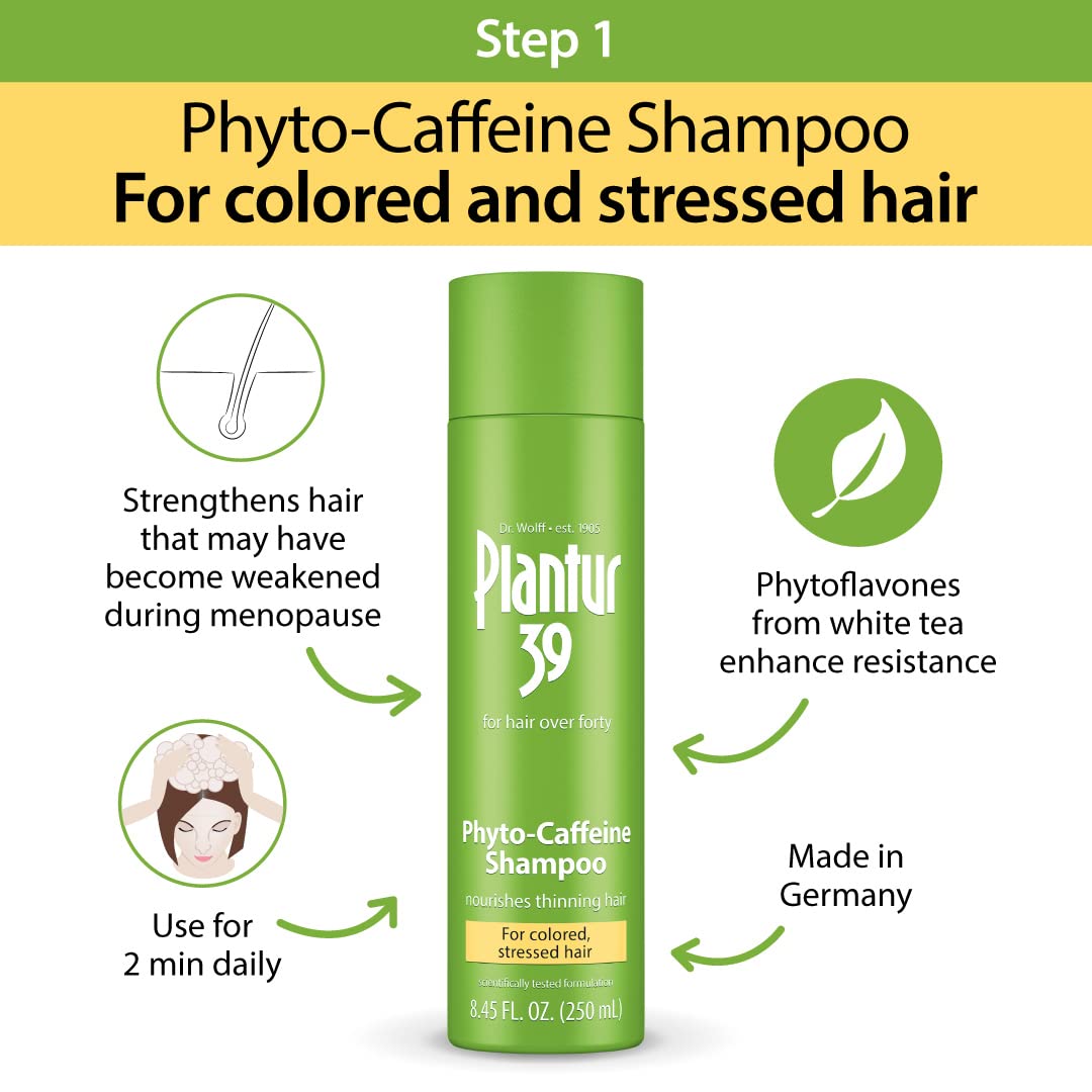 Plantur 39 Phyto-Caffeine Shampoo and Conditioner Set for Colored, Stressed Hair - 8.45 fl oz and 5.07 fl oz