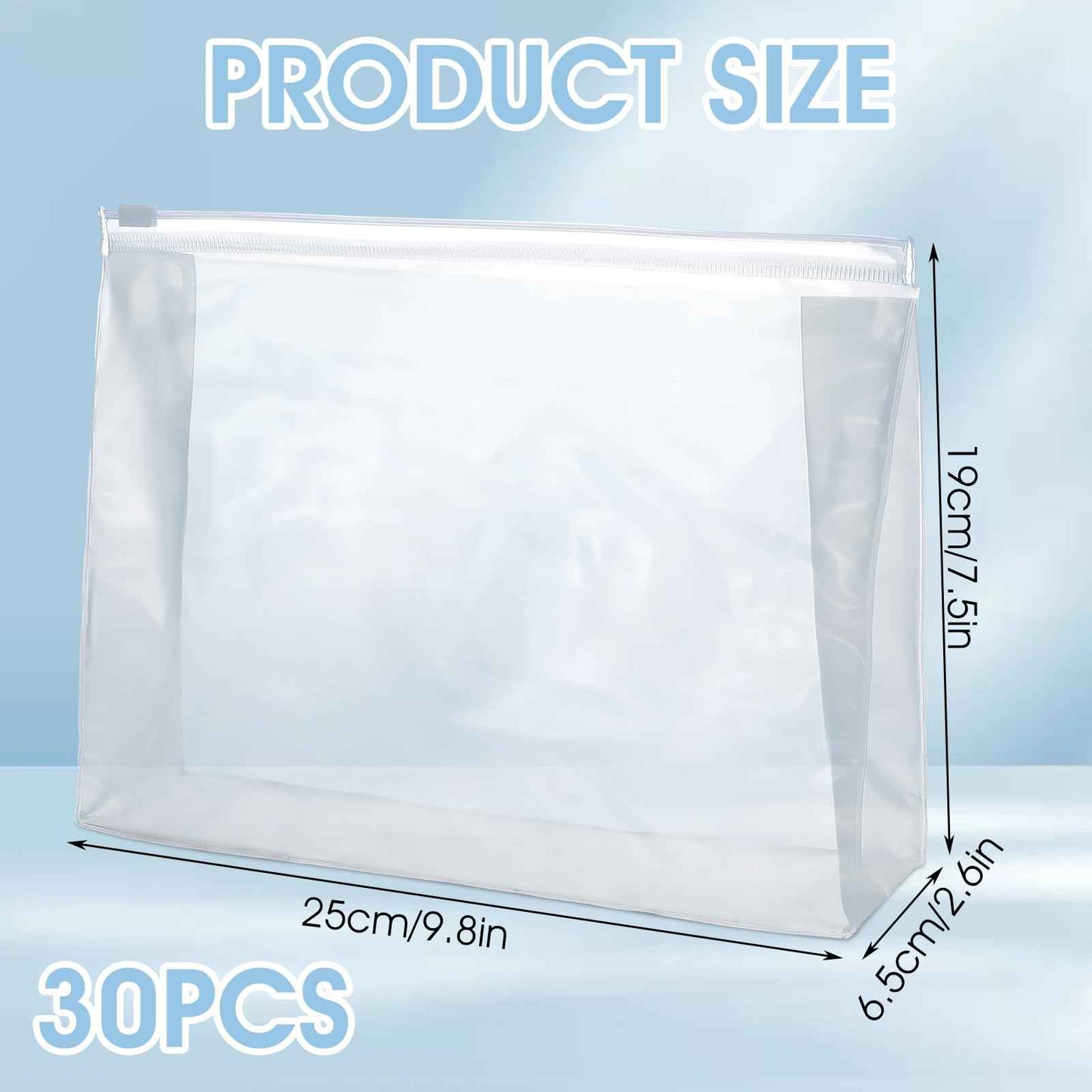 30 PCS Small Clear Makeup Bag, Mini PVC Waterproof Cosmetic Organizer Bags Portable Swimsuit Storage Bag Clear Organizer Pouches with Zipper for Women Men Travel Toiletry Vacation, 9.8" x 7.5"