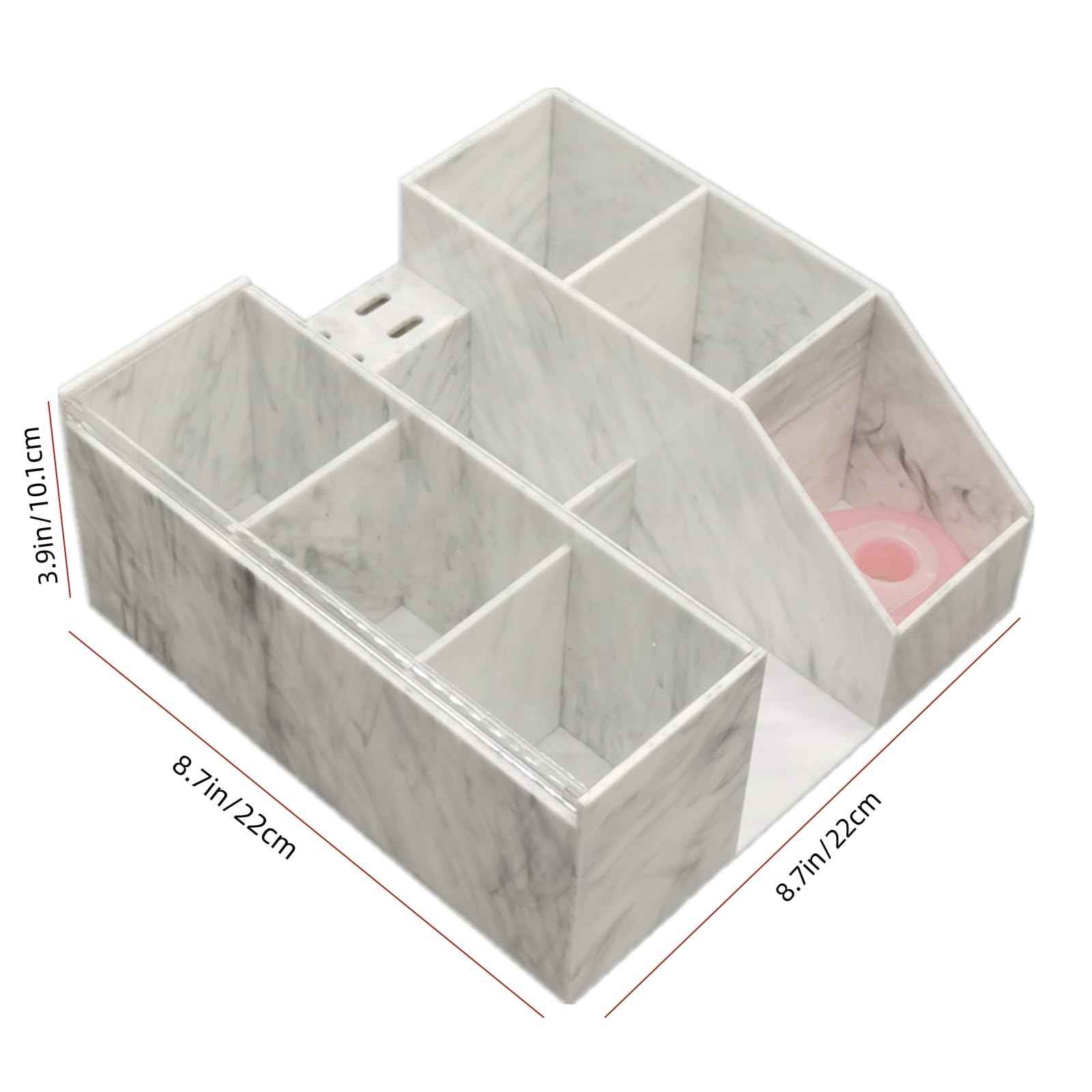 Eyelash Beauty Organizer, Acrylic Eyelash Grafting Tool Storage Beauty Tool W/Tweezers Holder Display Boxes for Home Eyelash Salon (Marble White)