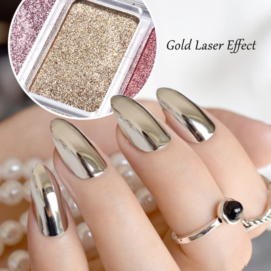 Solid Mirror Chrome Nail Powder,Chrome Nail Powder Palette Nail Pigment Powder,Rose Gold Sliver Pink Metallic Mirror Effect Chrome Powder for Nails#1