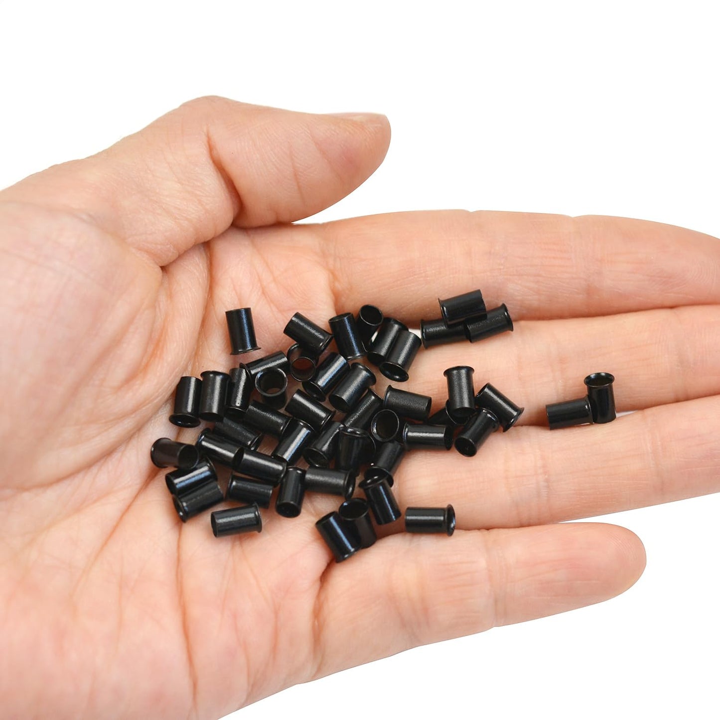 500 Pcs 3.4 mm Micro Link Ring Copper Tubes Beads Non-Silicone Microlink Beads for Hair Extensions (Black)