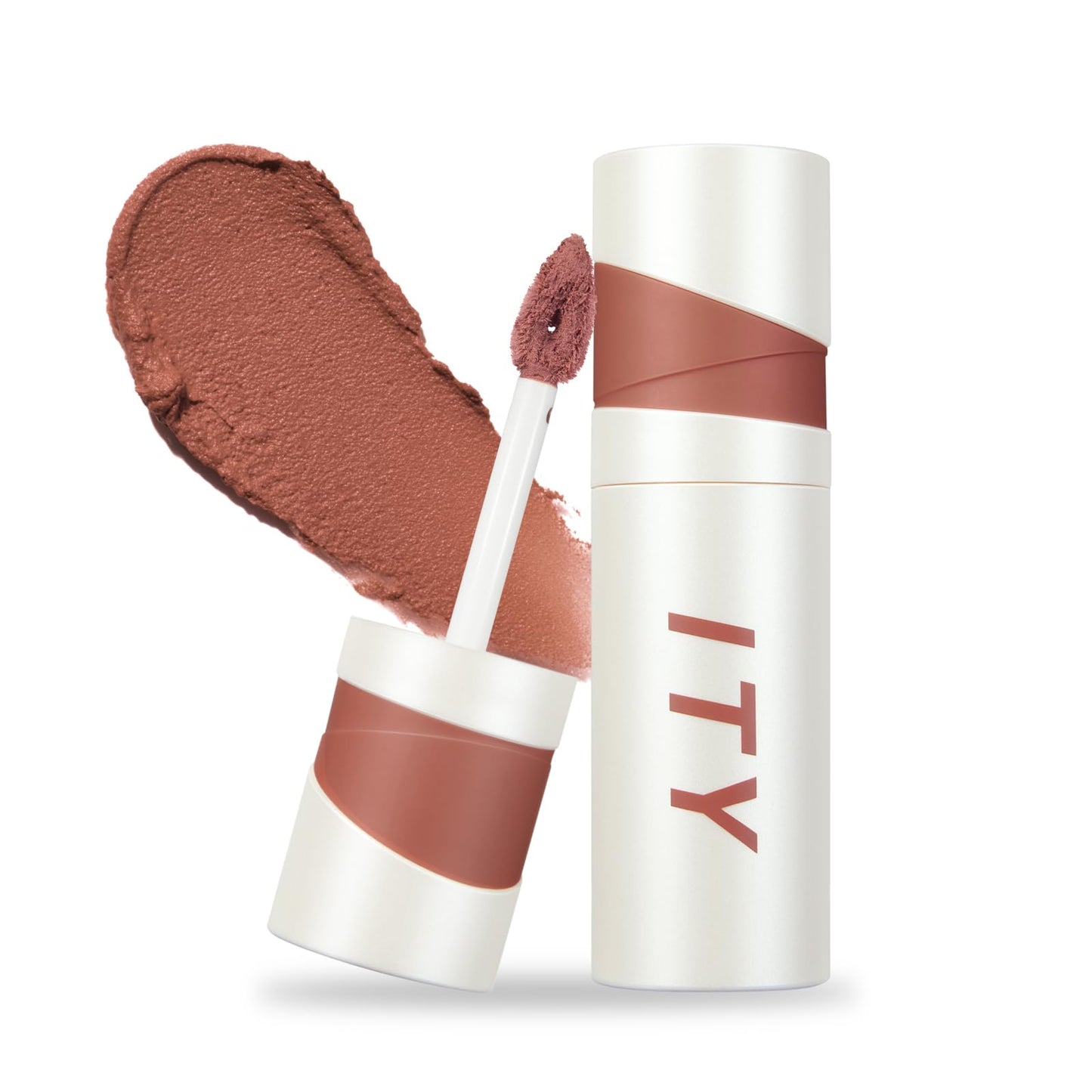 ITY Velvet Matte Finish Lip Stain-Mousse Textured Lip Clay, Nude Shade, Conceals Lip Lines, Rich Pigment Lip Tint Lipsticks, 0.14 oz (4g) in Petal